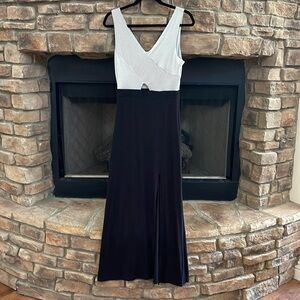 NWT Soprano black and white striped maxi dress with front slit. Large